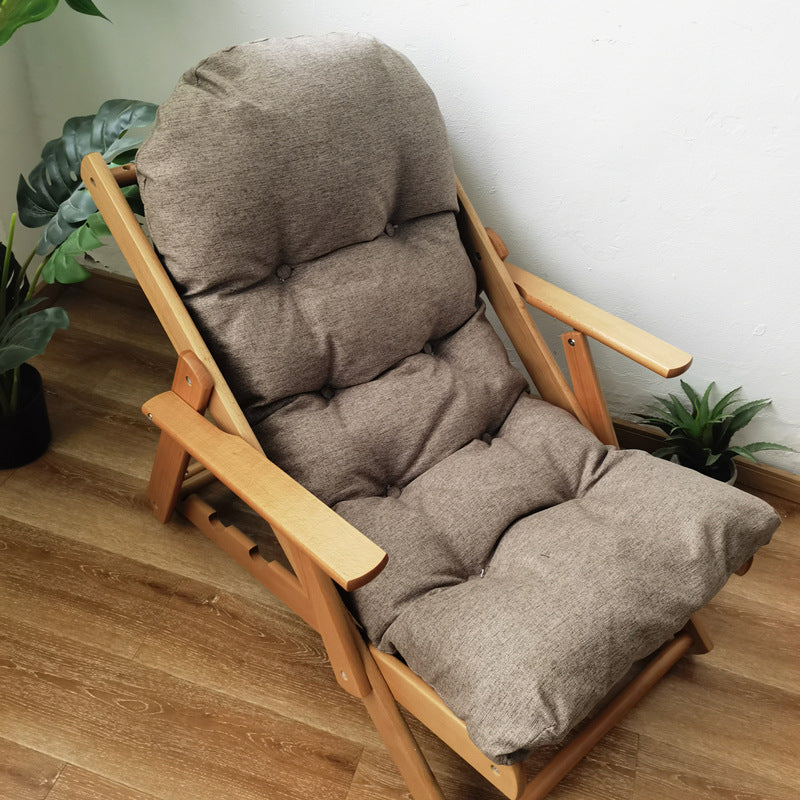Zeitgenössischer skandinavischer Stoff Holz Baumwolle Brot Klappbarer Liegestuhl Armlehne Fußstütze für Wohnzimmer 