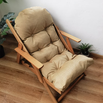 Contemporary Scandinavian Fabric Wood Cotton Bread Foldable Recliner Armrest Footrest For Living Room