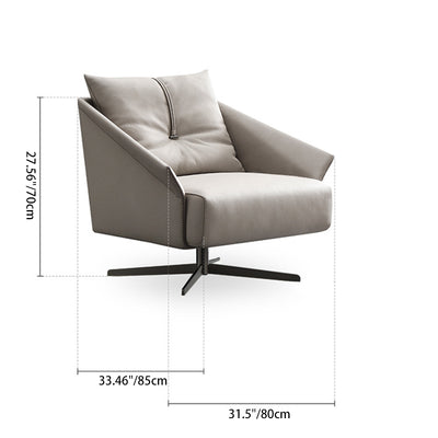 Contemporary Nordic Leather Carbon Steel Sponge Cotton Square Swivel Accent Chair Backrest Armrest For Living Room