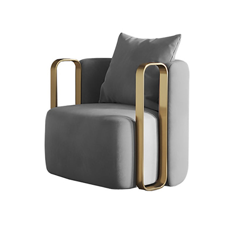 Contemporary Scandinavian Microfiber Leather Velvet Stainless Steel Square Swivel Accent Chair Backrest Armrest For Living Room