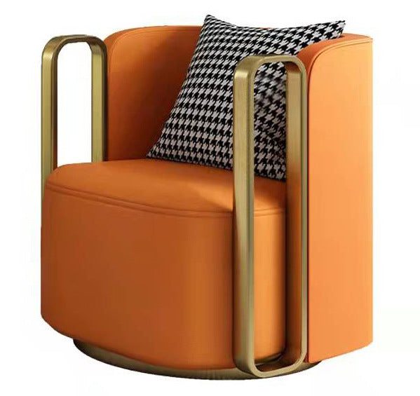 Contemporary Scandinavian Microfiber Leather Velvet Stainless Steel Square Swivel Accent Chair Backrest Armrest For Living Room