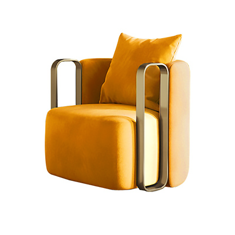 Contemporary Scandinavian Microfiber Leather Velvet Stainless Steel Square Swivel Accent Chair Backrest Armrest For Living Room