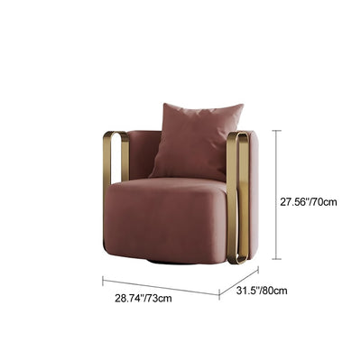 Contemporary Scandinavian Microfiber Leather Velvet Stainless Steel Square Swivel Accent Chair Backrest Armrest For Living Room