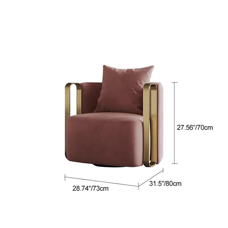 Contemporary Scandinavian Microfiber Leather Velvet Stainless Steel Square Swivel Accent Chair Backrest Armrest For Living Room