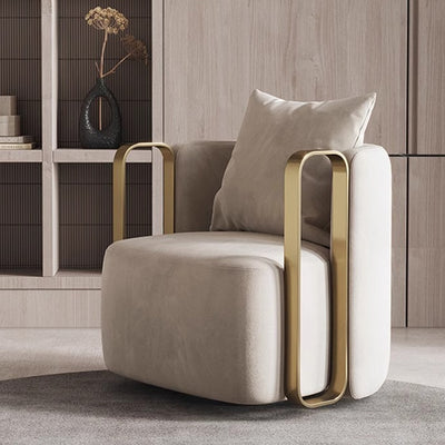 Contemporary Scandinavian Microfiber Leather Velvet Stainless Steel Square Swivel Accent Chair Backrest Armrest For Living Room