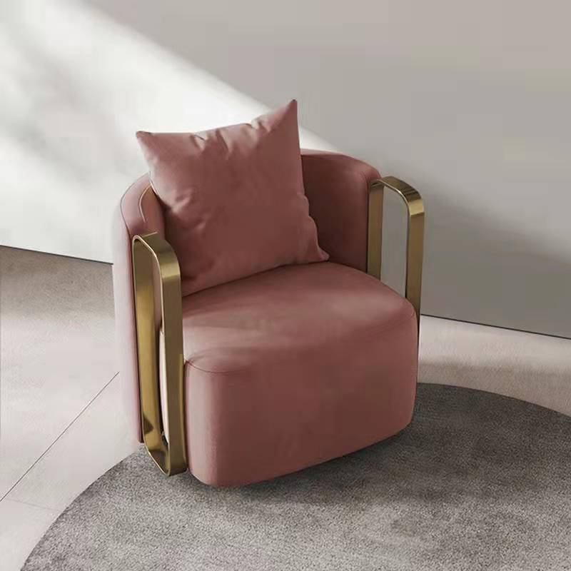 Contemporary Scandinavian Microfiber Leather Velvet Stainless Steel Square Swivel Accent Chair Backrest Armrest For Living Room