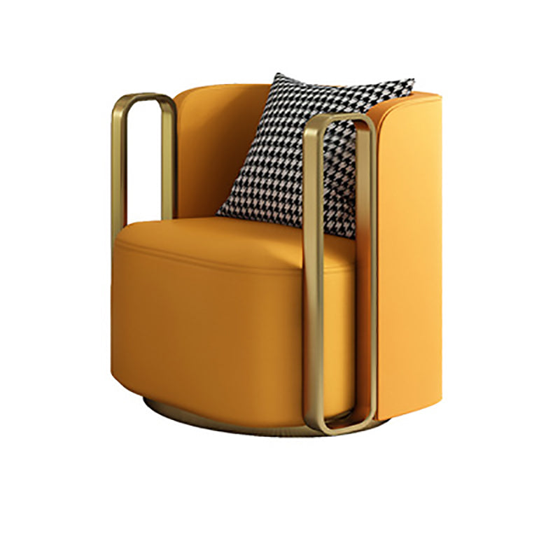 Contemporary Scandinavian Microfiber Leather Velvet Stainless Steel Square Swivel Accent Chair Backrest Armrest For Living Room
