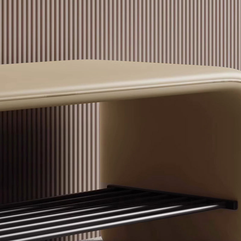Banc à étagères à chaussures rectangulaire en acier au carbone et cuir PU de simplicité moderne à 2 niveaux pour l&