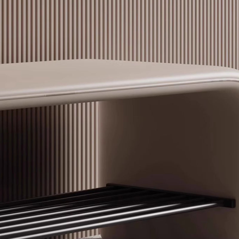 Modern Simplicity Leather Carbon Steel Rectangular Shoe Shelf Bench 2-Tier Storage For Entryway