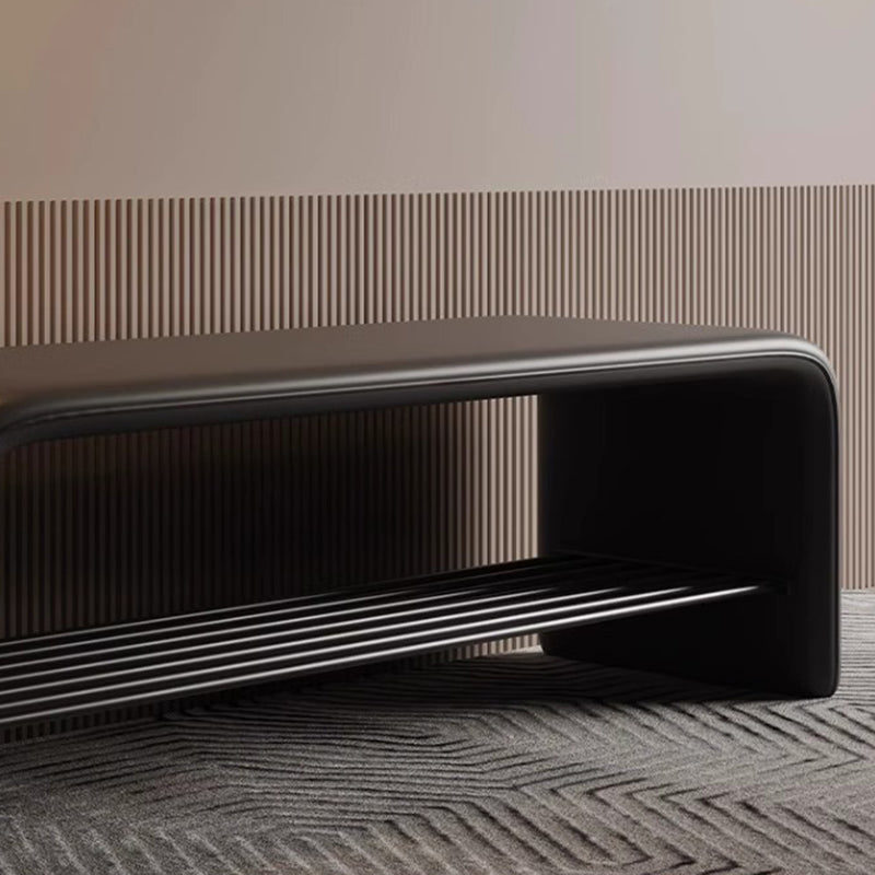 Modern Simplicity Leather Carbon Steel Rectangular Shoe Shelf Bench 2-Tier Storage For Entryway