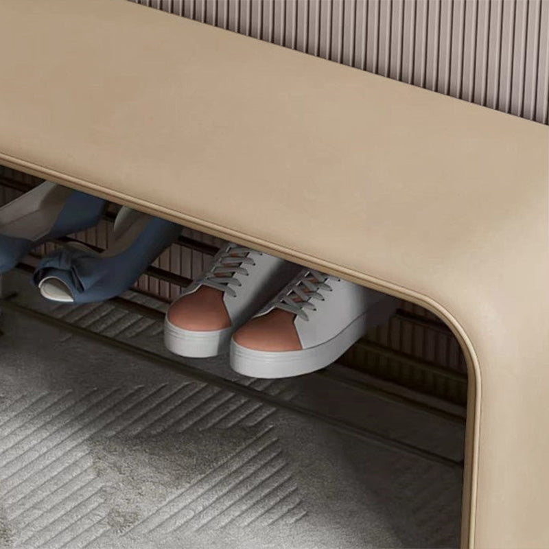 Banc à étagères à chaussures rectangulaire en acier au carbone et cuir PU de simplicité moderne à 2 niveaux pour l&