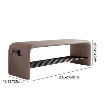Modern Simplicity Leather Carbon Steel Rectangular Shoe Shelf Bench 2-Tier Storage For Entryway