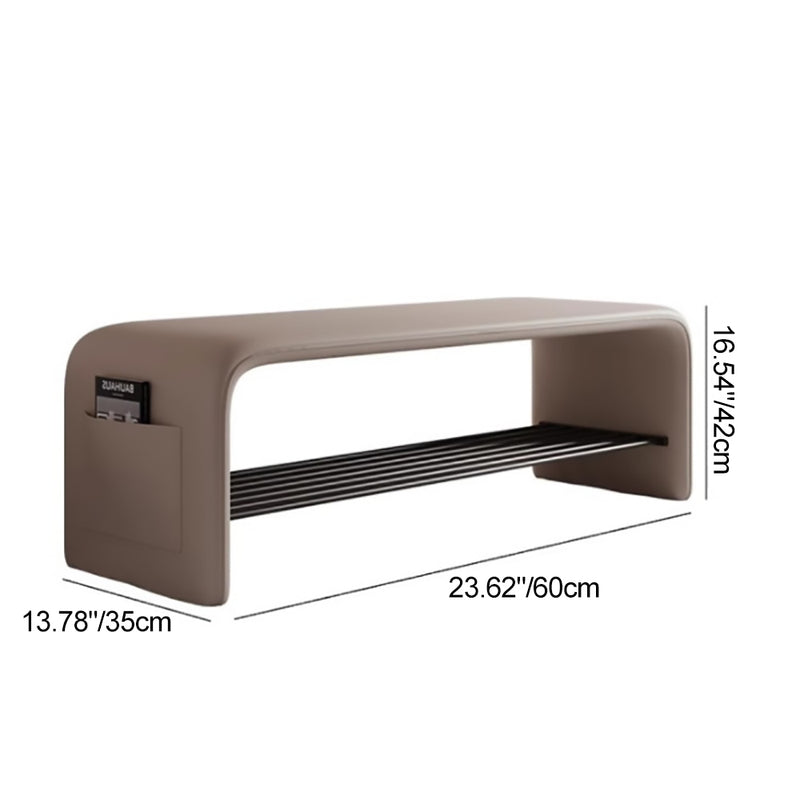Modern Simplicity Leather Carbon Steel Rectangular Shoe Shelf Bench 2-Tier Storage For Entryway