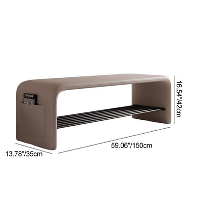 Modern Simplicity Leather Carbon Steel Rectangular Shoe Shelf Bench 2-Tier Storage For Entryway