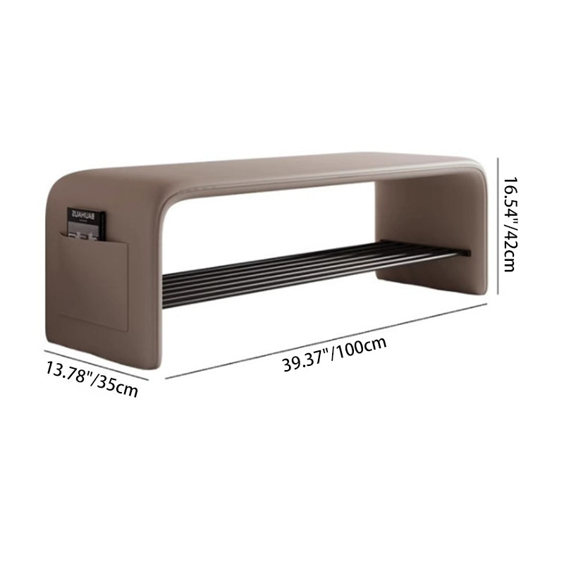 Modern Simplicity Leather Carbon Steel Rectangular Shoe Shelf Bench 2-Tier Storage For Entryway
