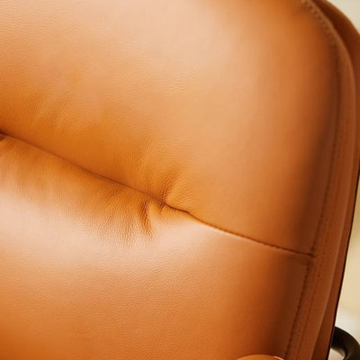 Modern Simplicity Cowhide Leather Metal Square Toast Liftable Swivel Desk Chair Backrest Armrest For Home Office
