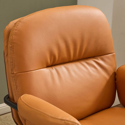 Modern Simplicity Cowhide Leather Metal Square Toast Liftable Swivel Desk Chair Backrest Armrest For Home Office