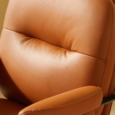 Modern Simplicity Cowhide Leather Metal Square Toast Liftable Swivel Desk Chair Backrest Armrest For Home Office