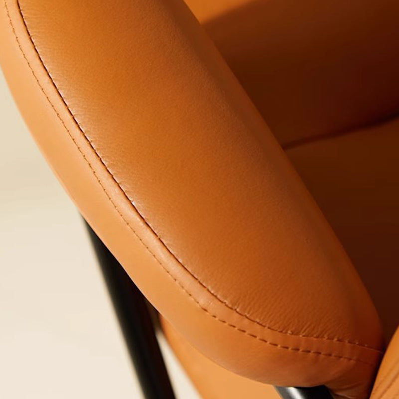 Modern Simplicity Cowhide Leather Metal Square Toast Liftable Swivel Desk Chair Backrest Armrest For Home Office
