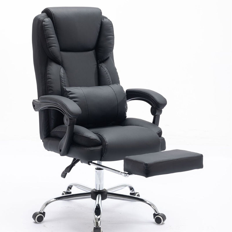 Simplicité Contemporaine Similicuir Acier Coton Éponge Chaise de Bureau Rectangulaire Dossier Accoudoir Repose-pieds Pour Bureau à Domicile 