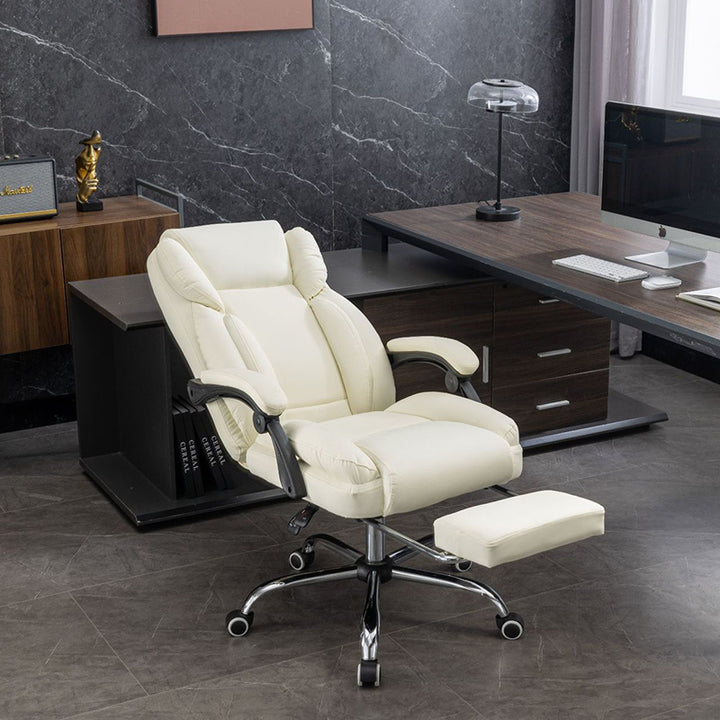 Simplicité Contemporaine Similicuir Acier Coton Éponge Chaise de Bureau Rectangulaire Dossier Accoudoir Repose-pieds Pour Bureau à Domicile 