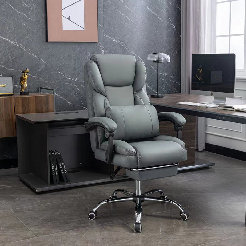 Simplicité Contemporaine Similicuir Acier Coton Éponge Chaise de Bureau Rectangulaire Dossier Accoudoir Repose-pieds Pour Bureau à Domicile 