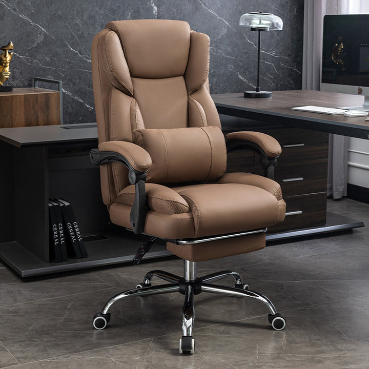 Simplicité Contemporaine Similicuir Acier Coton Éponge Chaise de Bureau Rectangulaire Dossier Accoudoir Repose-pieds Pour Bureau à Domicile 