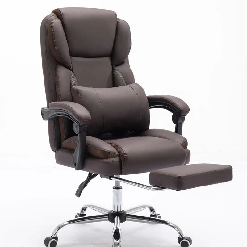 Simplicité Contemporaine Similicuir Acier Coton Éponge Chaise de Bureau Rectangulaire Dossier Accoudoir Repose-pieds Pour Bureau à Domicile 
