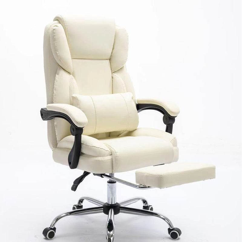 Simplicité Contemporaine Similicuir Acier Coton Éponge Chaise de Bureau Rectangulaire Dossier Accoudoir Repose-pieds Pour Bureau à Domicile 
