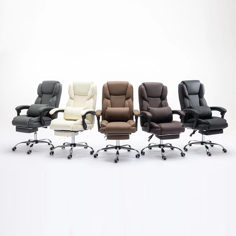 Simplicité Contemporaine Similicuir Acier Coton Éponge Chaise de Bureau Rectangulaire Dossier Accoudoir Repose-pieds Pour Bureau à Domicile 