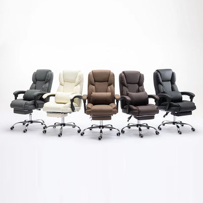 Contemporary Simplicity Leather Steel Cotton Sponge Rectangular Desk Chair Backrest Armrest Footrest For Home Office