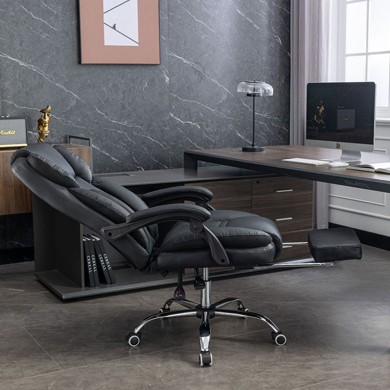 Contemporary Simplicity Leather Steel Cotton Sponge Rectangular Desk Chair Backrest Armrest Footrest For Home Office
