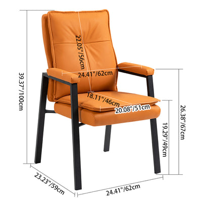 Modern Simplicity Leather Carbon Steel Sponge Cotton Square Desk Chair Backrest Armrest For Study