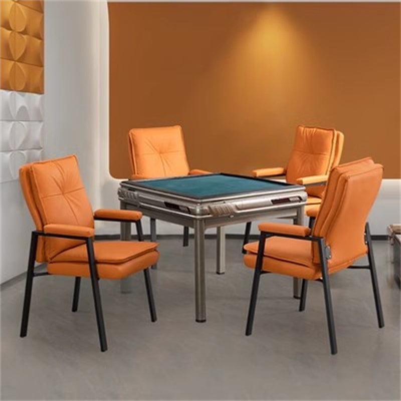 Simplicité moderne Chaise de bureau carrée en faux cuir, acier au carbone, éponge et coton avec dossier et accoudoirs pour étude 