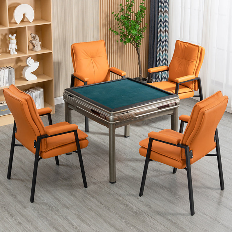 Simplicité moderne Chaise de bureau carrée en faux cuir, acier au carbone, éponge et coton avec dossier et accoudoirs pour étude 