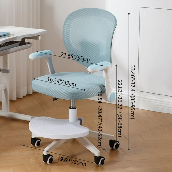 Chaise de bureau pivotante en maille carrée panda contemporaine pour enfants créatifs avec dossier, accoudoirs et repose-pieds en nylon PP matériel latex réglable pour l'étude 