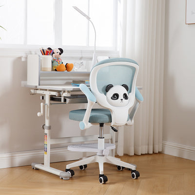Contemporary Creative Kids Panda Square Mesh PP Nylon Hardware Latex Liftable Swivel Desk Chair Backrest Armrest Footrest For Study
