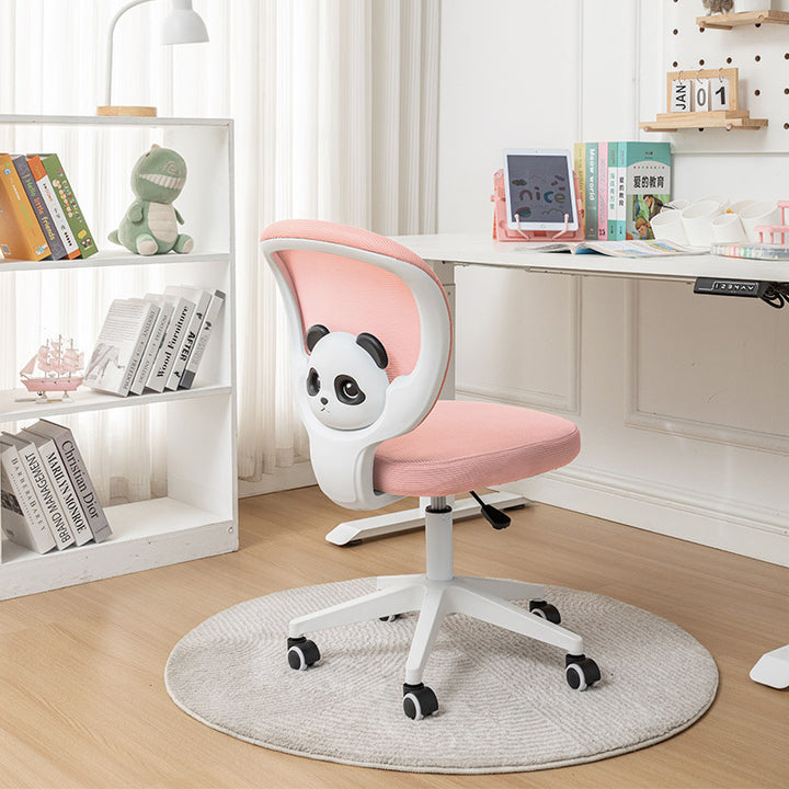 Chaise de bureau pivotante en maille carrée panda contemporaine pour enfants créatifs avec dossier, accoudoirs et repose-pieds en nylon PP matériel latex réglable pour l'étude 