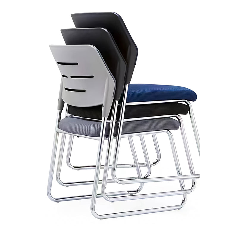 Modern Minimalist Mesh & Metal Square Desk Chair With Backrest And Stackable Design For Home Office