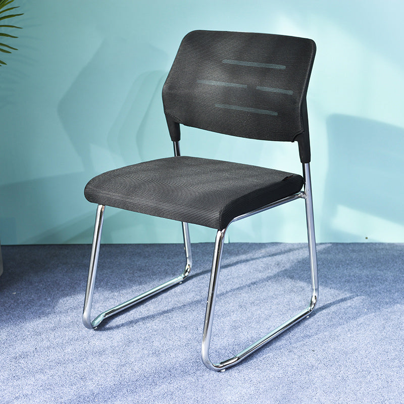Modern Minimalist Mesh & Metal Square Desk Chair With Backrest And Stackable Design For Home Office