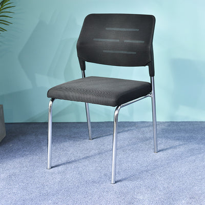 Modern Minimalist Mesh & Metal Square Desk Chair With Backrest And Stackable Design For Home Office