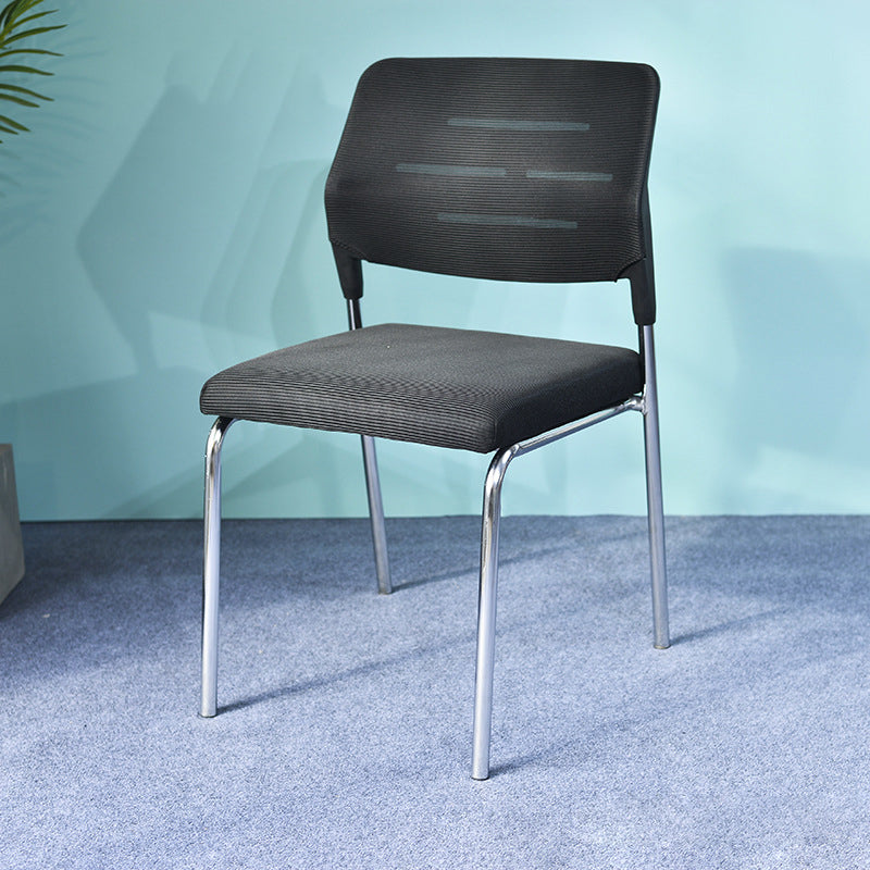 Modern Minimalist Mesh & Metal Square Desk Chair With Backrest And Stackable Design For Home Office