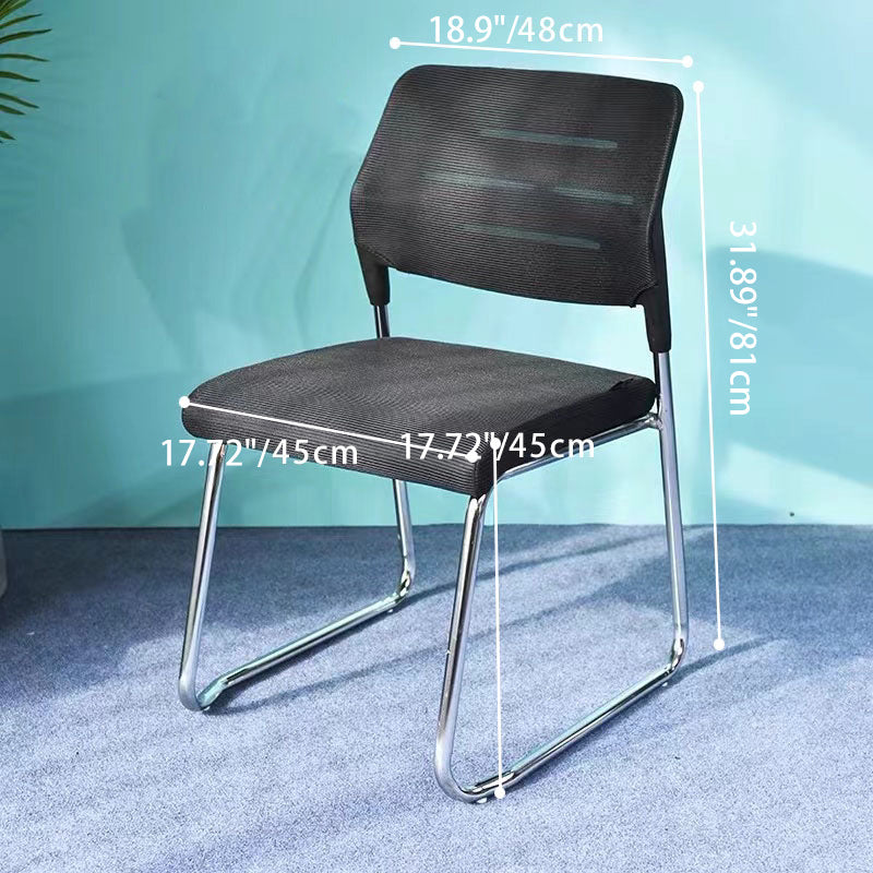 Modern Minimalist Mesh & Metal Square Desk Chair With Backrest And Stackable Design For Home Office