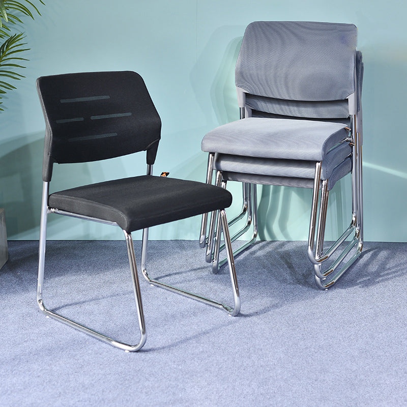 Modern Minimalist Mesh & Metal Square Desk Chair With Backrest And Stackable Design For Home Office