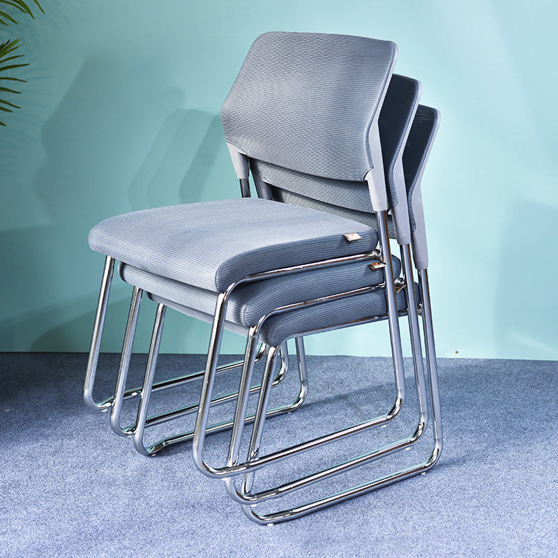 Modern Minimalist Mesh & Metal Square Desk Chair With Backrest And Stackable Design For Home Office