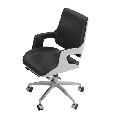 Contemporary Nordic Leather Steel Aluminum Alloy Square Desk Chair Adjustable Height Rotating With Backrest And Armrests For Home Office And Study
