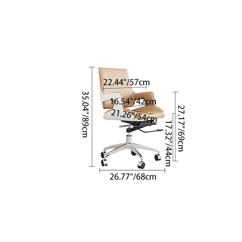 Contemporary Nordic Leather Steel Aluminum Alloy Square Desk Chair Adjustable Height Rotating With Backrest And Armrests For Home Office And Study