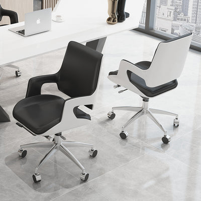Contemporary Nordic Leather Steel Aluminum Alloy Square Desk Chair Adjustable Height Rotating With Backrest And Armrests For Home Office And Study