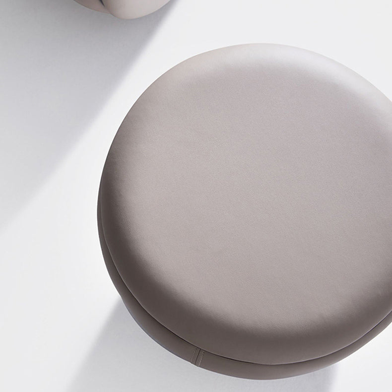Tabouret de vanité rond en cuir microfibre et acier inoxydable de simplicité moderne pour chambre, salon et salle de thé 