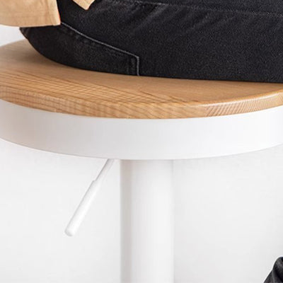 Modern Minimalist Solid Wood Iron Cylindrical Bar Stool Backless For Dining Room & Kitchen